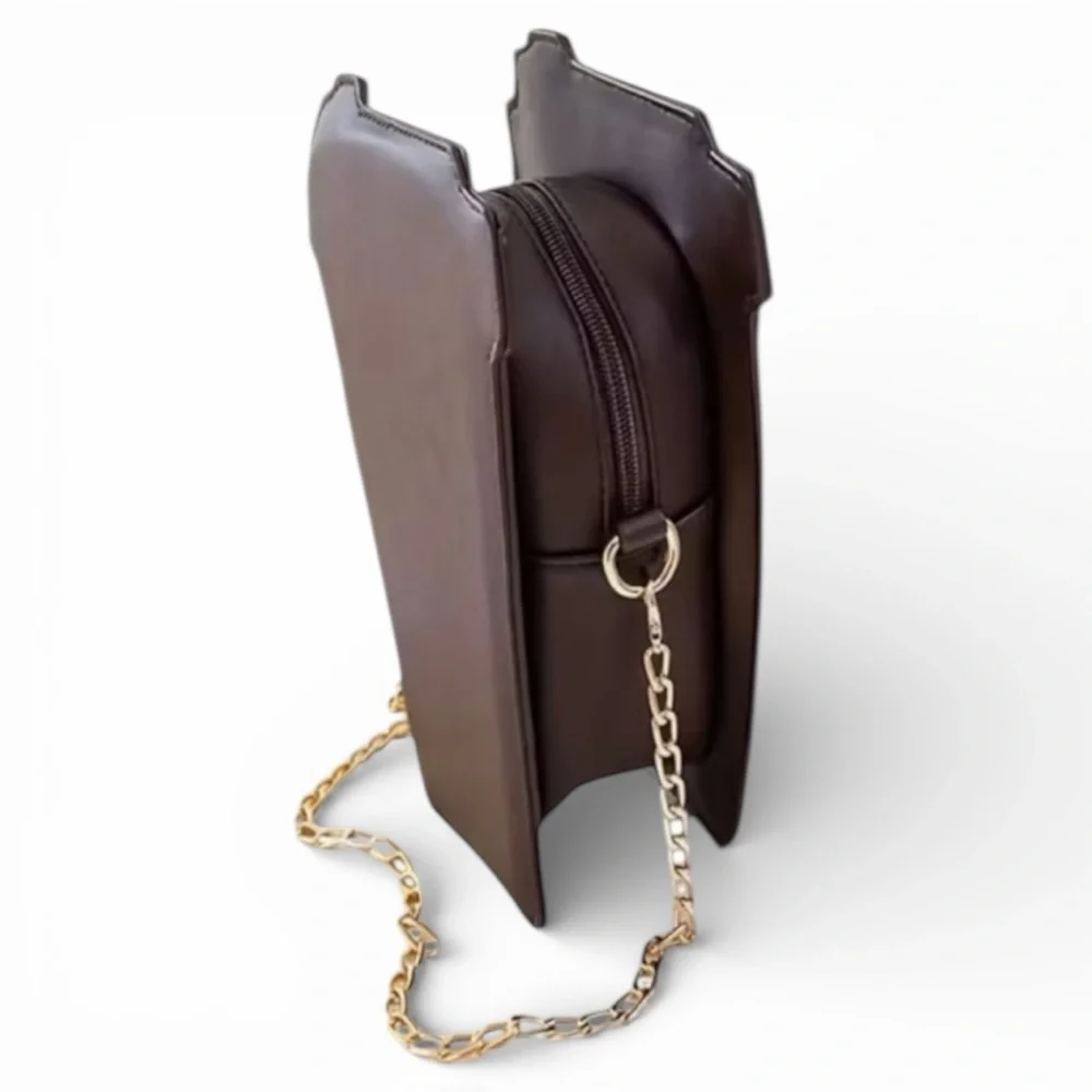Faux Leather Coffee Cup Crossbody Chain Wallet-Crossbody Bag NWT